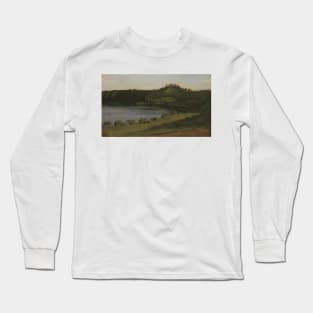 Lake Albano and Castel Gandolfo by Jean-Baptiste-Camille Corot Long Sleeve T-Shirt